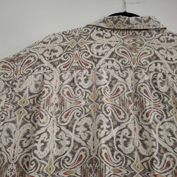 Tommy Bahama Shirt Beige Paisley Silk Loop Collar Hawaiian - Picture 9 of 9